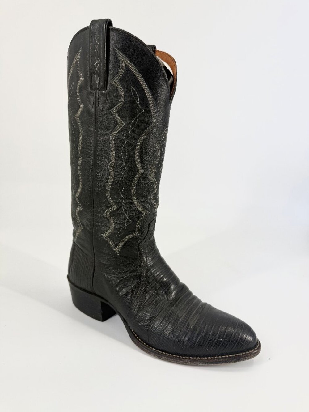 J Chisholm Mens Vintage Teju Lizard Embossed Leather Cowboy Boots 53455 - Picture 2 of 5